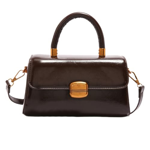 Schultertasche aus Leder, Clutch, Schultertasche, Handtasche mit Reißverschluss, Damen-Crossbody-Tasche mit abnehmbarem Riemen, Kaffee, No pendant, Böhmisch von Ldbuejiaja