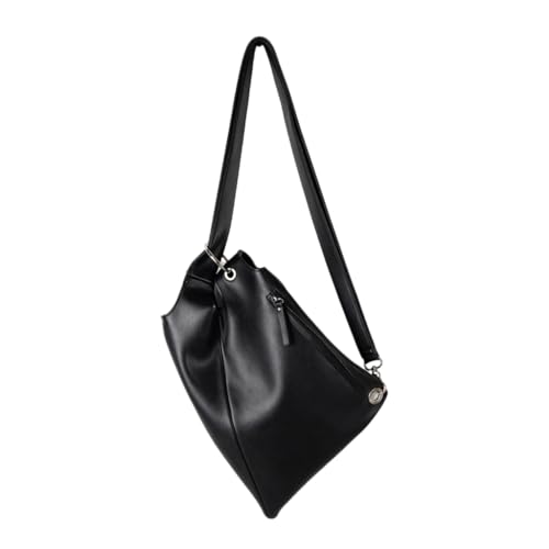 Schultertasche aus weichem PU-Leder mit einzigartigem, asymmetrischem Schnitt, unregelmäßige Crossbody-Tasche für Freizeit- oder Street-Style-Outfits, Schwarz, Böhmisch von Ldbuejiaja
