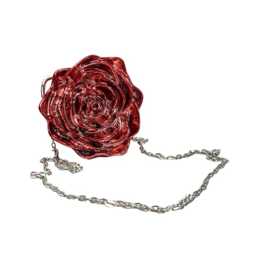 Stilvolle Acryl-Handtasche mit Blumendetails, Schultertasche für besondere Anlässe, Galvanisiertes Rot, Böhmisch von Ldbuejiaja