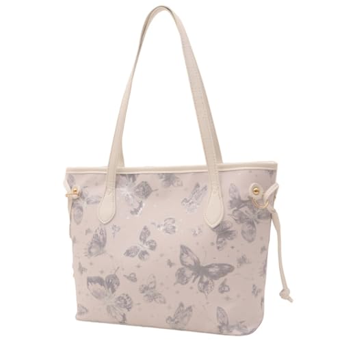 Stilvolle PU Leder Umhängetasche Geräumige Schmetterling Unterarmtasche Damen Handtasche, Silber, Böhmisch von Ldbuejiaja