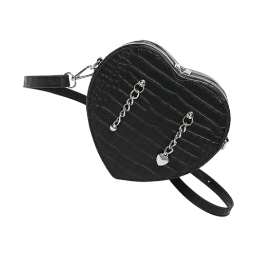 Stilvolle PU-Umhängetasche mit einzigartigem Herz-Design, Schultertasche, Reisetasche, Schwarz, Böhmisch von Ldbuejiaja