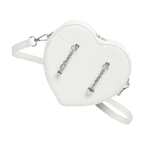 Stilvolle PU-Umhängetasche mit einzigartigem Herz-Design, Schultertasche, Reisetasche, Weiß, Böhmisch von Ldbuejiaja