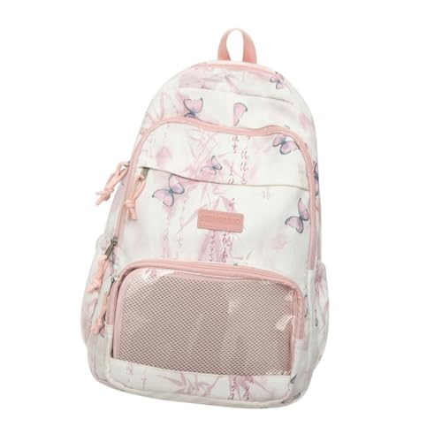 Stilvoller Schulranzen-Rucksack für Damen, großes Fassungsvermögen, Laptop und College, Rosa, Bohemian-Stil von Ldbuejiaja