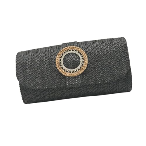 Stroh-Clutch-Geldbörse für Damen, Crossbody-Tasche, Sommer, Strand, Schultertaschen, Umschlag, Geldbörse, gewebte Abendhandtaschen, Geschenke, Schwarz, Böhmisch von Ldbuejiaja
