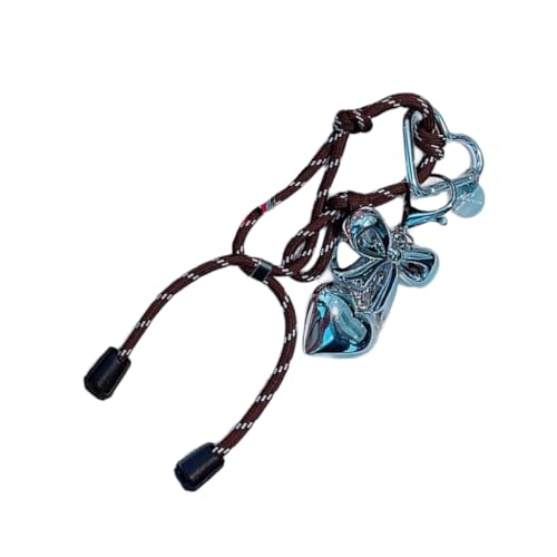 Stylischer Herz Charm Schlüsselhalter mit praktischem gewebtem Gurt Taschenanhänger für Damen, Kaffeefarben, Bohemian-Stil von Ldbuejiaja