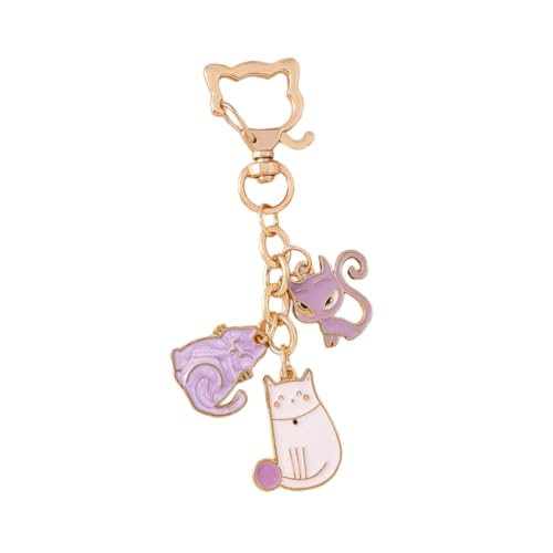Stylischer Schlüsselanhänger mit Katzenmotiv, Taschenanhänger, Schlüsselhalter, Schlüsselanhänger für den täglichen Gebrauch, Purpur, Bohemian-Stil von Ldbuejiaja