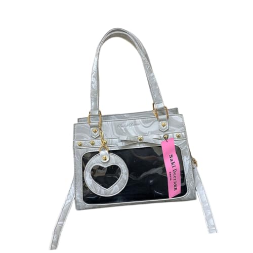 Transparente Umhängetasche aus PU-Leder mit Schleifen, Uniform-Handtasche, Silber, Böhmisch von Ldbuejiaja