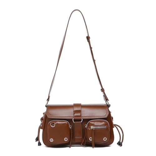 Trendige Damen-Umhängetasche, PU-Leder, Achseltasche, Geldbörse, ästhetische Umhängetasche, Kaffee, Böhmisch von Ldbuejiaja