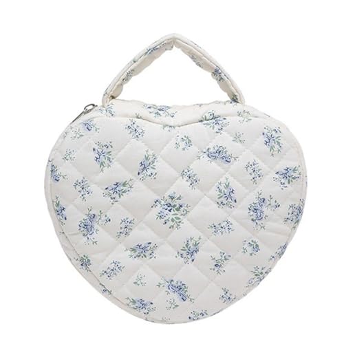 Trendige Make-up-Tasche mit Blumenmuster, geräumige, gesteppte Kosmetiktasche für Damen, Blauer Kürbis, Bohemian-Stil von Ldbuejiaja