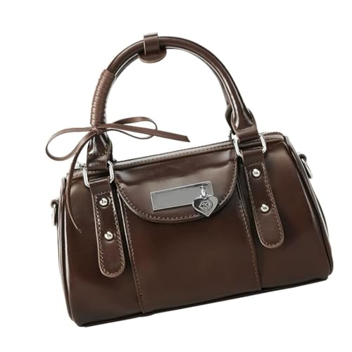 Trendige PU-Leder-Motorradtasche Schultertaschen mit verstellbarem Riemen für Damen, Kaffee, Böhmisch von Ldbuejiaja