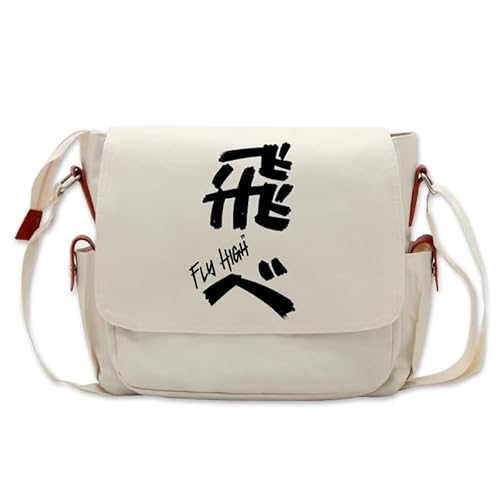 Ldruieu Haikyuu!! Umhängetasche Hinata Shoyo Anime Single Schultertasche Wasserdichter Freizeitrucksack Messenger Bag Jungen und Mädchen Schulrucksack von Ldruieu