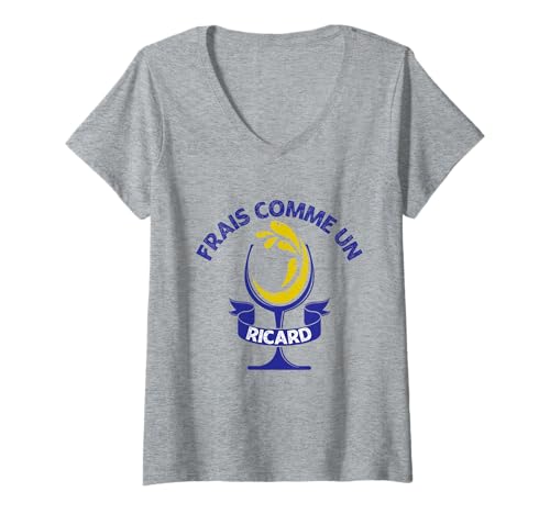 Damen Frisch wie EIN Ricard - Ricard Pastis Aperio T-Shirt mit V-Ausschnitt Damen Frisch wie EIN Ricard - Ricard Pastis Aperio T-Shirt mit V-Ausschnitt von Le Bar des Dessins
