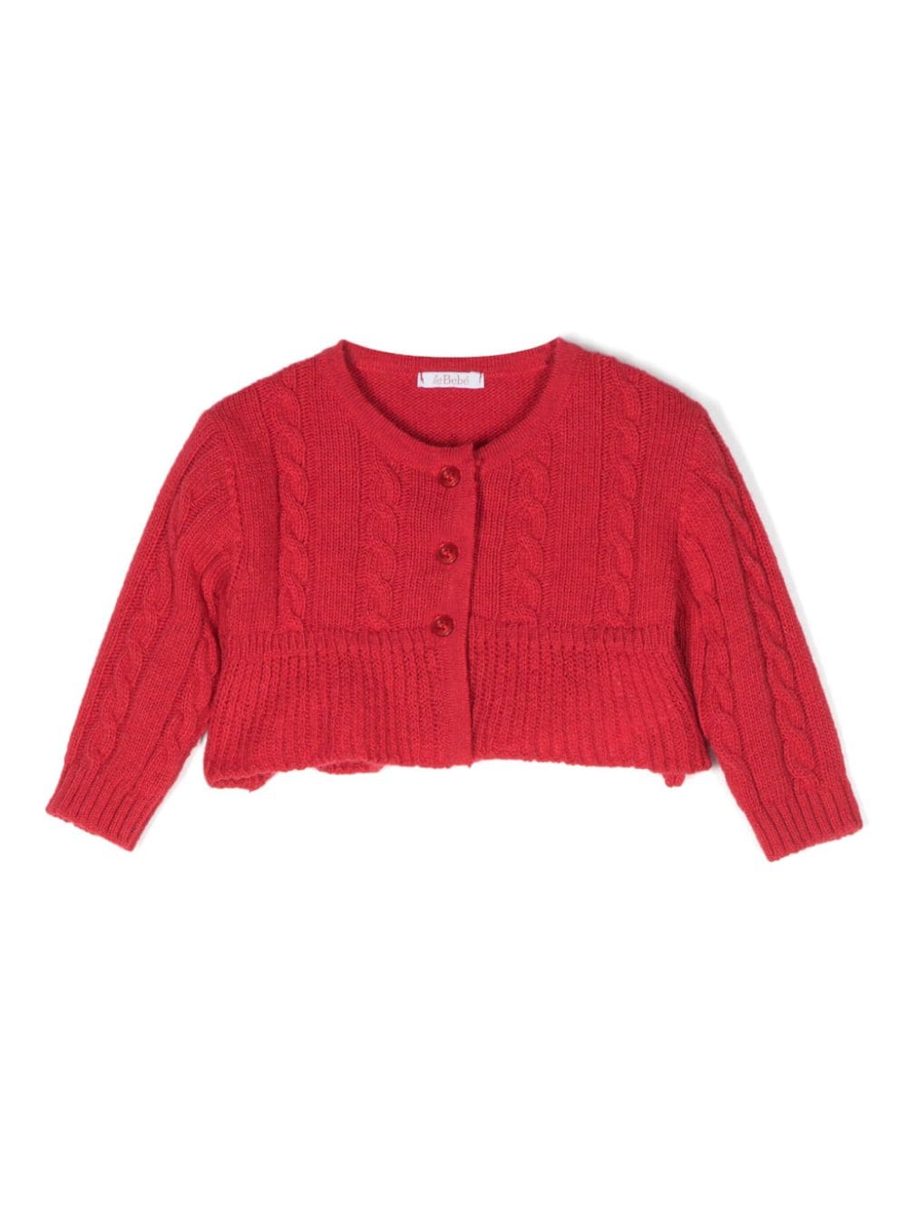 Le Bebé Enfant Cropped-Cardigan mit Zopfmuster - Rot von Le Bebé Enfant