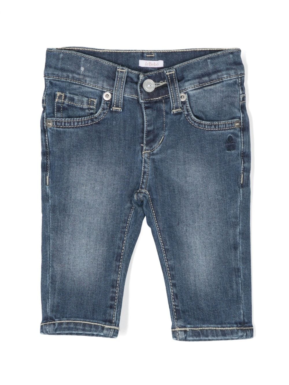 Le Bebé Enfant Gerade Jeans mit Logo-Stickerei - Blau von Le Bebé Enfant