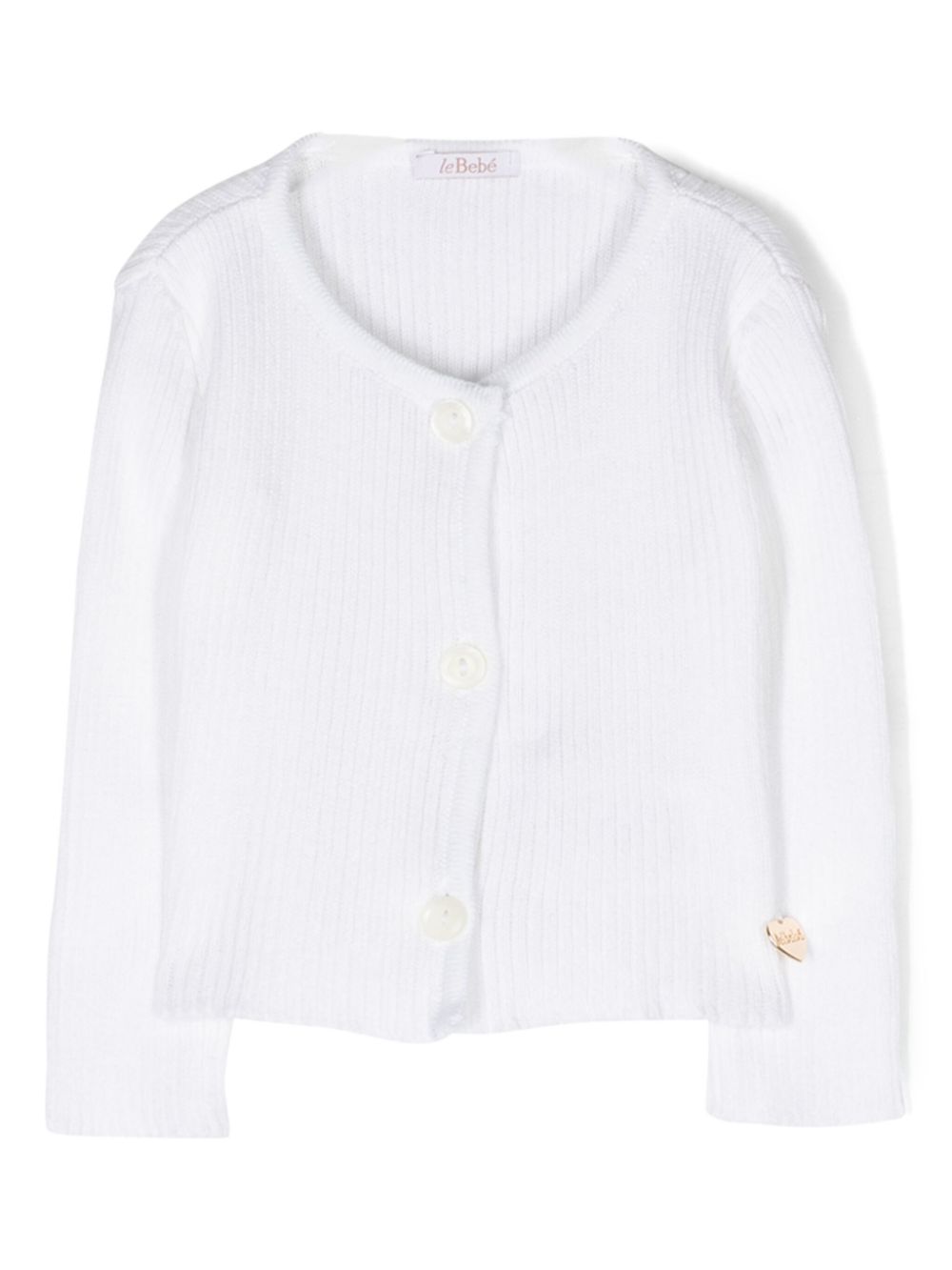 Le Bebé Enfant Gerippter Cardigan mit Logo-Schild - Weiß von Le Bebé Enfant