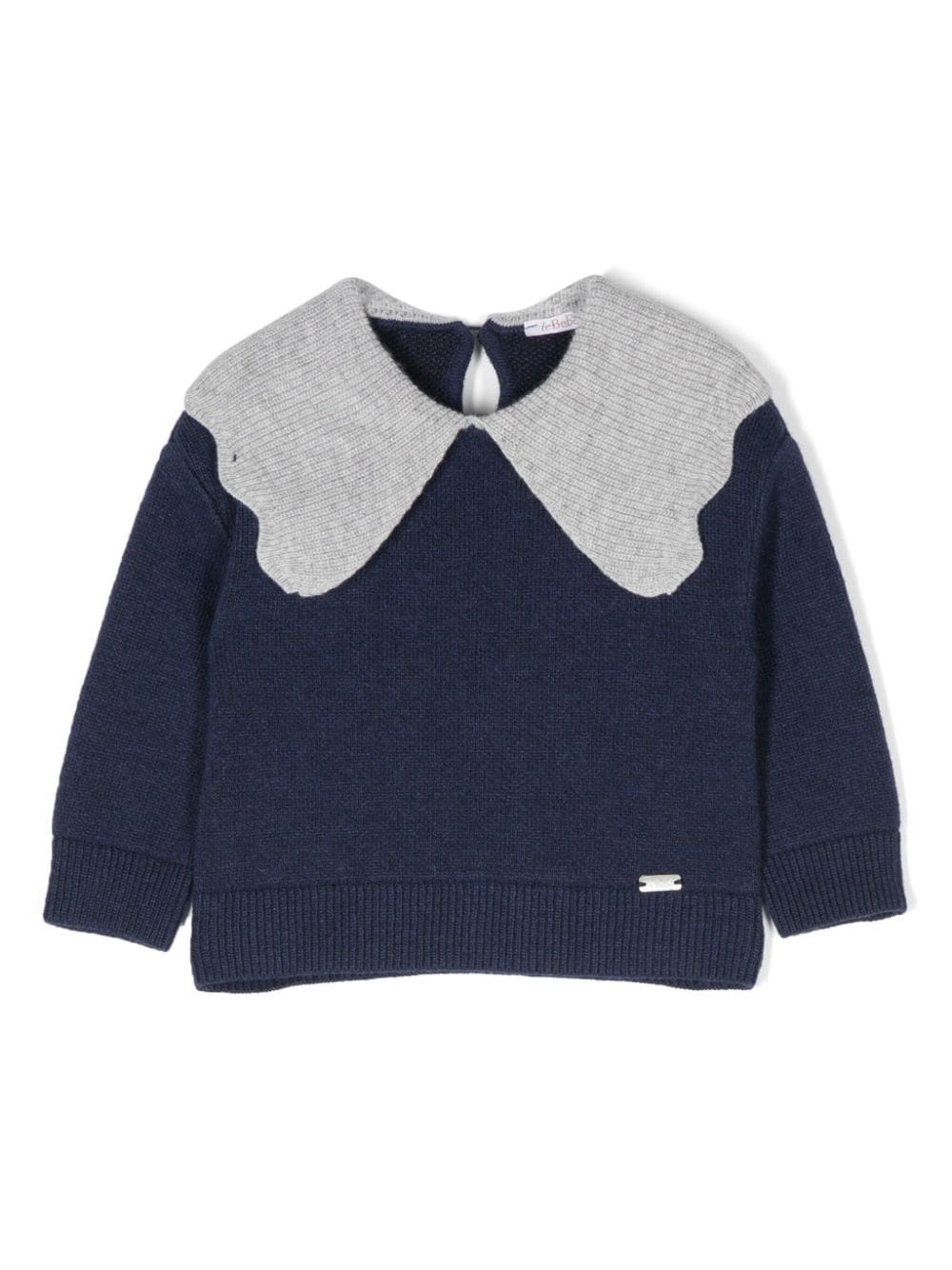 Le Bebé Enfant Pullover mit gewelltem Kragen - Blau von Le Bebé Enfant