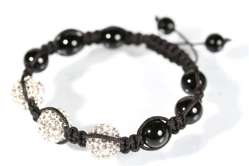 Le Bijou Armband Crystal Whisper (1-tlg), Shamballa Armband mit echten Onyx-Kugeln 12 mm und Markenkristallen von Le Bijou