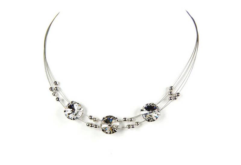 Le Bijou Edelstahlkette Glimmer Jewels, Collier mit Markenkristallen Rivoli-Kristalle 14 mm von Le Bijou