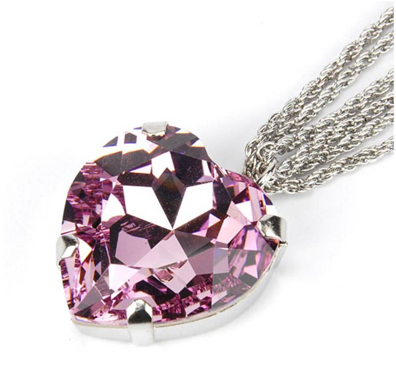 Le Bijou Kette mit Anhänger Crystal Elegance, XXL Herz kristall-Anhänger mit Kette mit Markenkristallen von Le Bijou