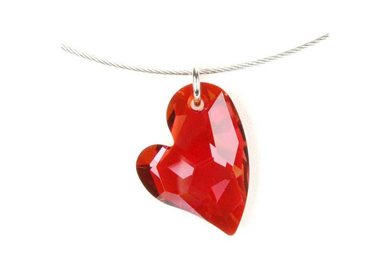 Le Bijou Kette mit Anhänger Glimmer Jewels, Collier+Herz kristall-Anhänger mit Markenkristallen red magma von Le Bijou