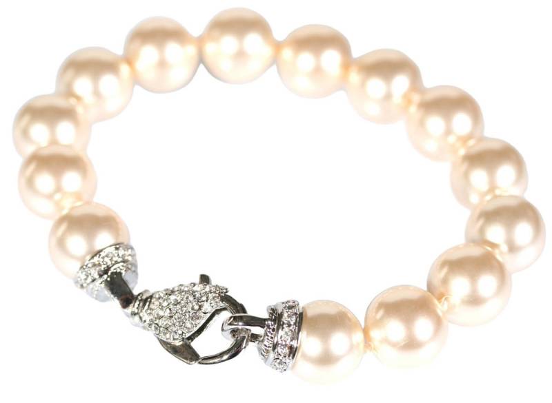 Le Bijou Perlenarmband Perlen Glow (1-tlg), Muschelkern Perlen-Armband 20 cm Ø12 mm mit Markenkristallen von Le Bijou