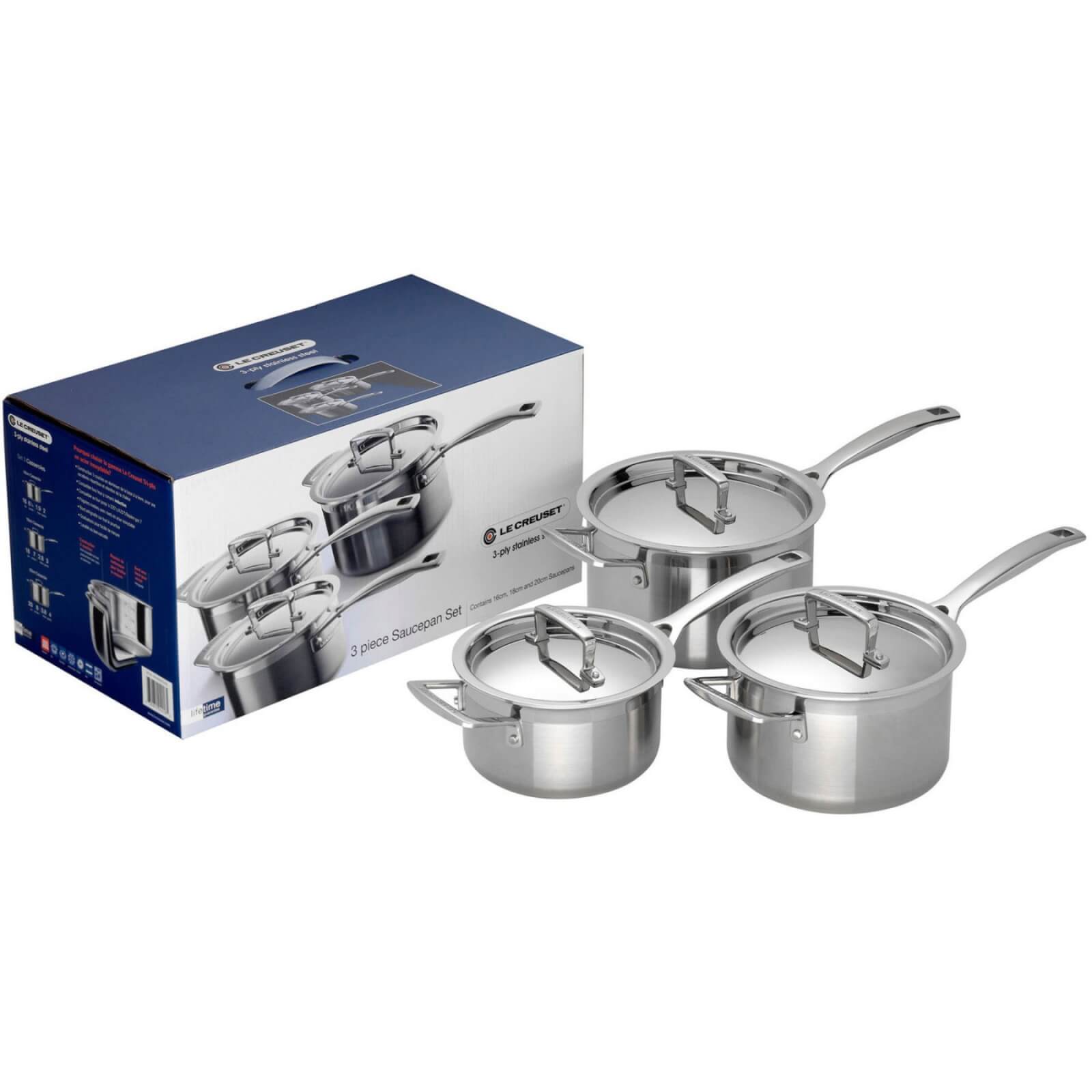 Le Creuset 3-Ply Stainless Steel 3 Piece Saucepan Set von Le Creuset