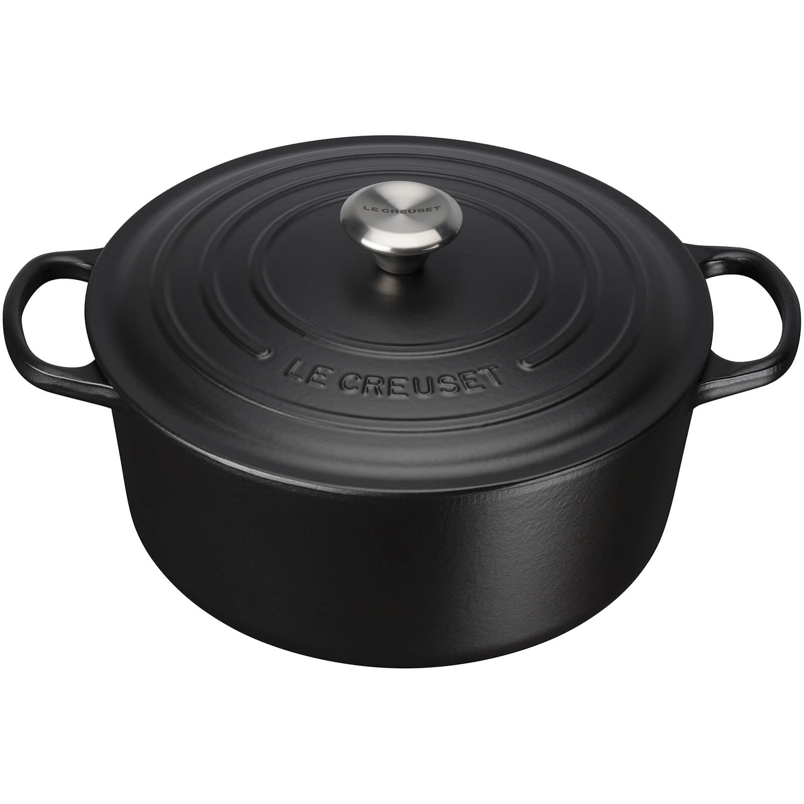 Le Creuset Signature Cast Iron Round Casserole Dish - 20cm - Satin Black von Le Creuset