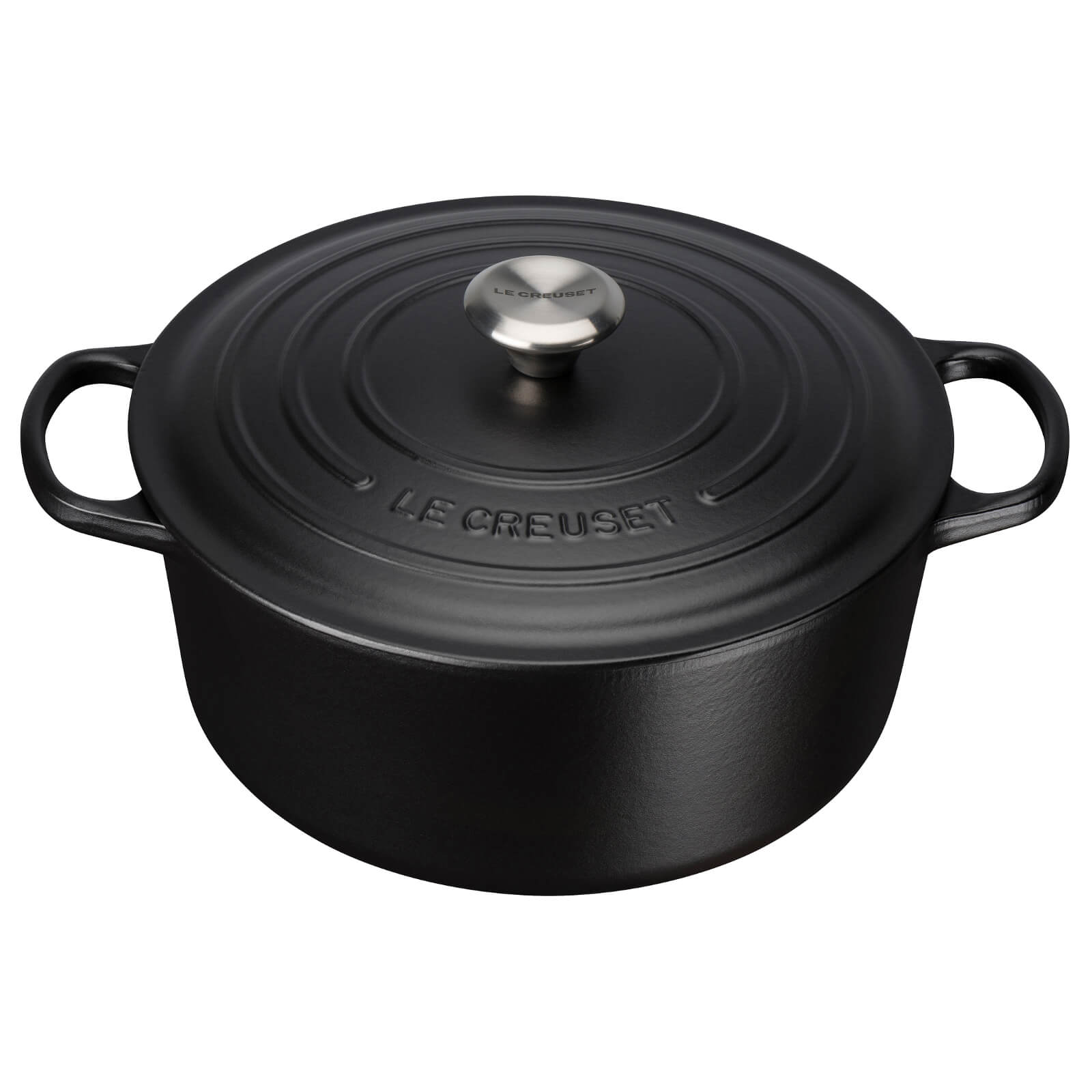 Le Creuset Signature Cast Iron Round Casserole Dish - 28cm - Satin Black von Le Creuset