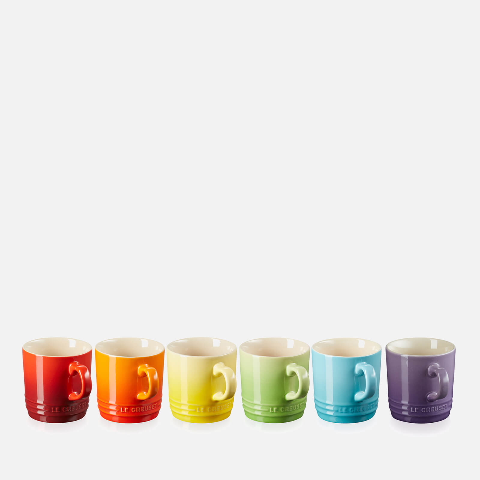 Le Creuset Stoneware Cappuccino Mugs - Set of 6 - Rainbow von Le Creuset