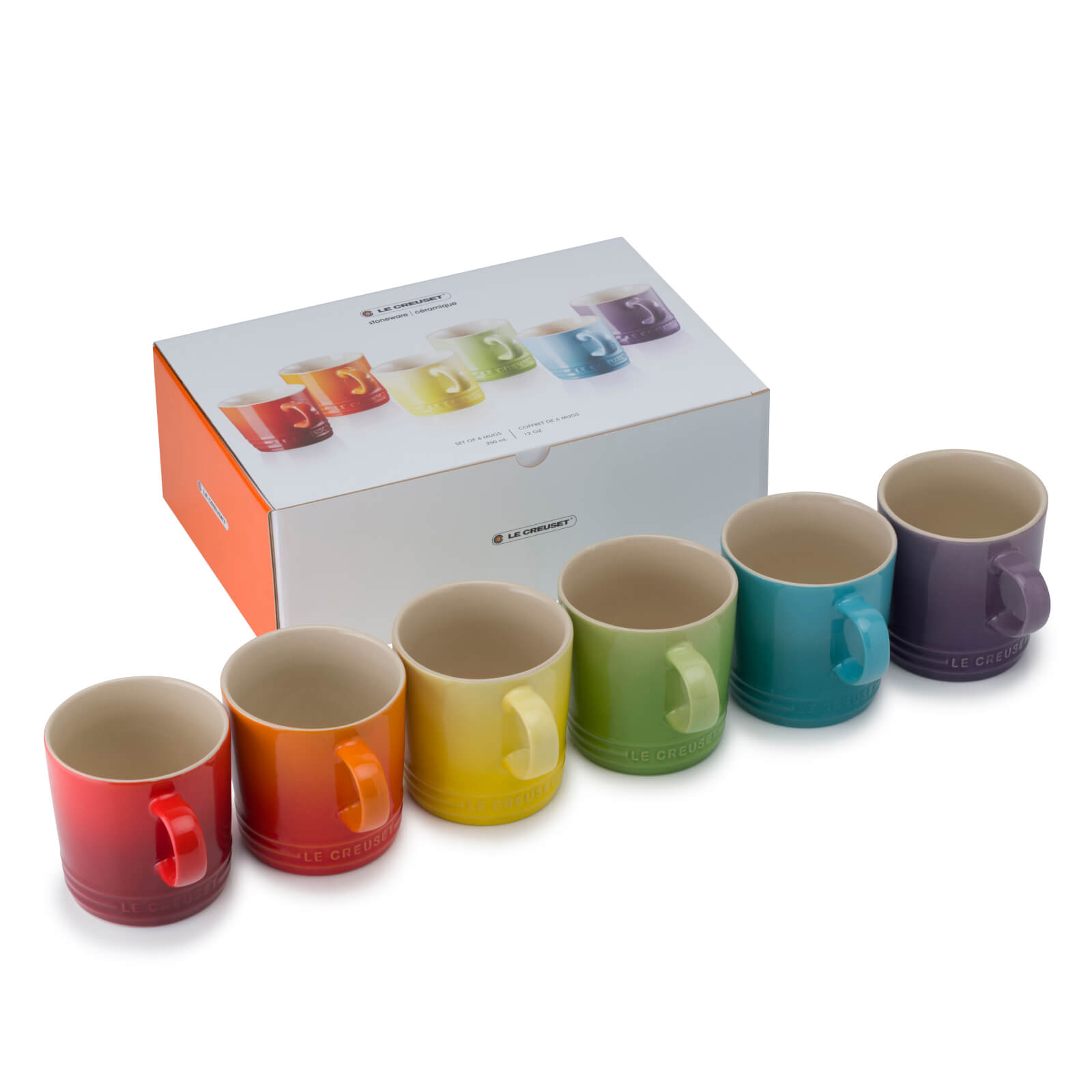 Le Creuset Stoneware Rainbow Mugs (Set of 6) - 350ml von Le Creuset