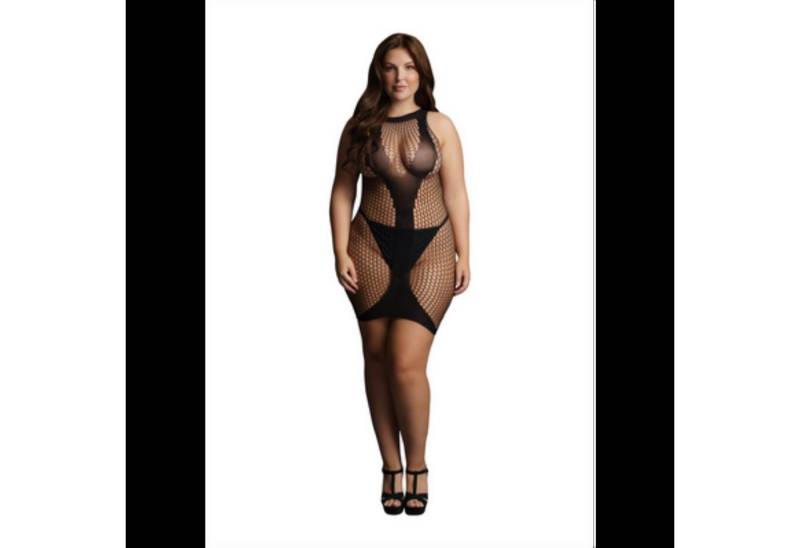 Le Desir Netzkleid Le Désir by Shots - High Neck Net Contrast Mini Dress - Plus Size - von Le Desir