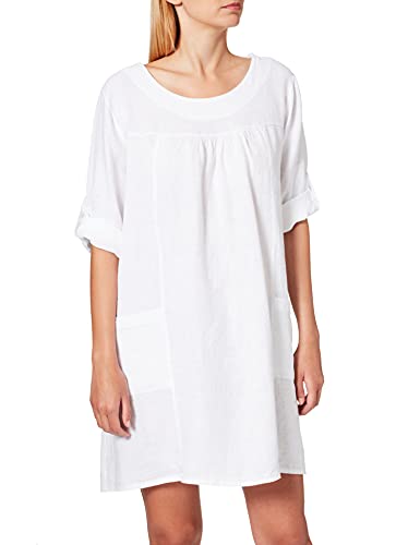 Le Jardin du Lin Damen Short With Round Collar, Pockets and Long Snap-on Sleeves Casual Dress, Weiß, 38 EU von Le Jardin du Lin