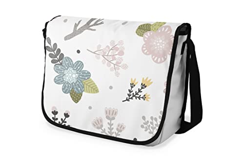 Le Jardin du Lin Digital Bedruckte Messenger Schultaschen mit Schwarzem Riemen für Mädchen und Jungen, Zurück zur Schule, Kuriertaschen für Schüler, Umhängetaschen, Größe: 29x36 Cm von Bonamaison
