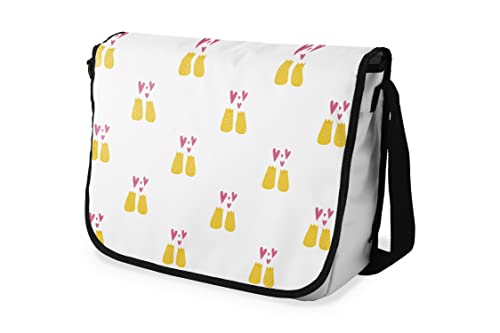 Le Jardin du Lin Digital Bedruckte Messenger Schultaschen mit Schwarzem Riemen für Mädchen und Jungen, Zurück zur Schule, Kuriertaschen für Schüler, Umhängetaschen, Größe: 29x36 Cm von Bonamaison
