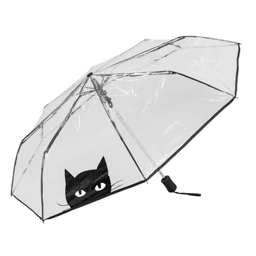Le Monde du Parapluie - Automatischer transparenter Regenschirm - winddicht - 8 Fiberglasrippen - robust - Katze von Le Monde du Parapluie