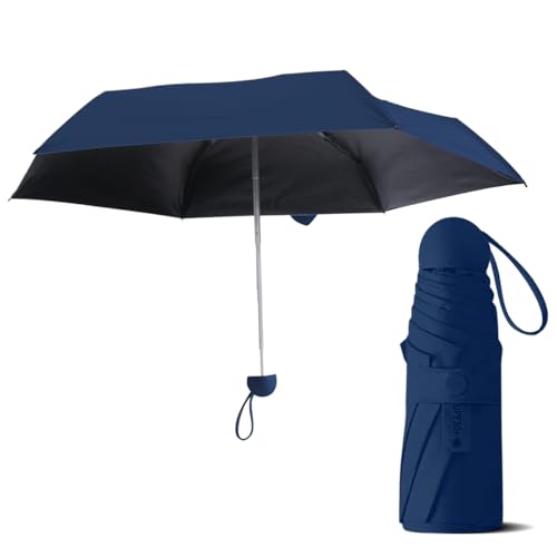Le Monde du Parapluie - Faltbarer Regenschirm für Damen - mit passender Tasche - runder Griff, marineblau, Klassisch Le Monde du Parapluie - Faltbarer Regenschirm für Damen - mit passender Tasche - runder Griff, marineblau, Klassisch von Le Monde du Parapluie
