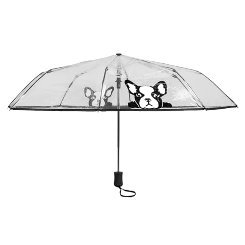 Le Monde du Parapluie - Faltbarer Regenschirm transparent automatisch - winddicht - 8 Fiberglasrippen - robust - Hund von Le Monde du Parapluie