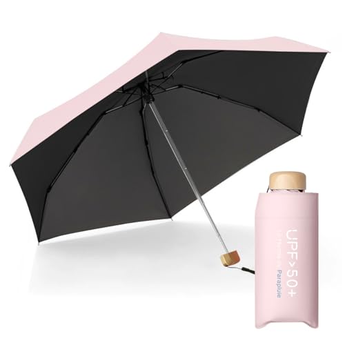 Le Monde du Parapluie Mini Regenschirm Damen Faltbar Regenschirm Flach 5-fach Faltbar Ultraleicht Kompakt Reiseformat Taschenschirm Winddicht UV-Schutz UPF 50+ UV Schutz (Rosa) von Le Monde du Parapluie