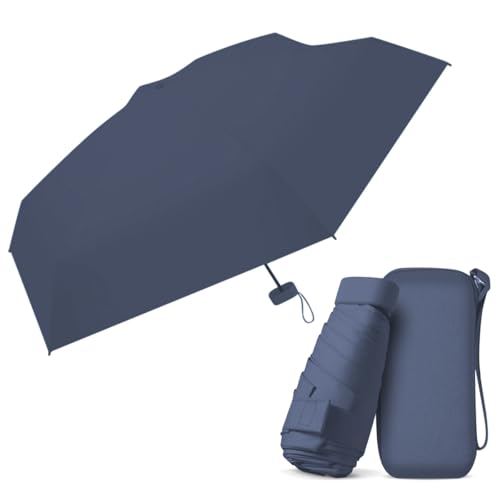 Le Monde du Parapluie - Mini Regenschirm für Damen - leicht und kompakt - winddicht - mit farblich passender Tasche, blau, Klassisch Le Monde du Parapluie - Mini Regenschirm für Damen - leicht und kompakt - winddicht - mit farblich passender Tasche, blau, Klassisch von Le Monde du Parapluie