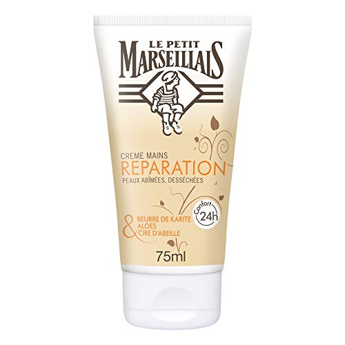 Le Petit Marseillais, Handcreme für geschädigte und trockene Haut (75 ml-Tube) – Repair Cream mit Sheabutter, Aloe und Bienenwachs – 24 Stunden Komfort Handpflege von Le Petit Marseillais
