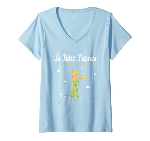 Damen Der kleine Prinz Antoine de Saint-Exupéry T-Shirt mit V-Ausschnitt Damen Der kleine Prinz Antoine de Saint-Exupéry T-Shirt mit V-Ausschnitt von Le Petit Prince