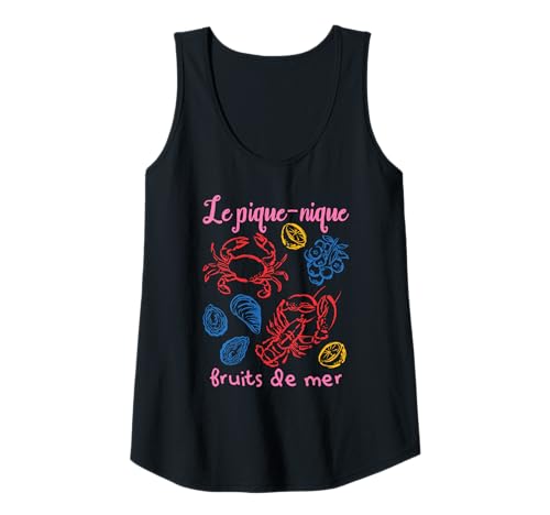 Damen French Meeresfrüchte Picknick Shirt Le Pique-Nique Fruits de Mer Tank Top Damen French Meeresfrüchte Picknick Shirt Le Pique-Nique Fruits de Mer Tank Top von Le Pique-Nique Coastal Seafood Lover Collection