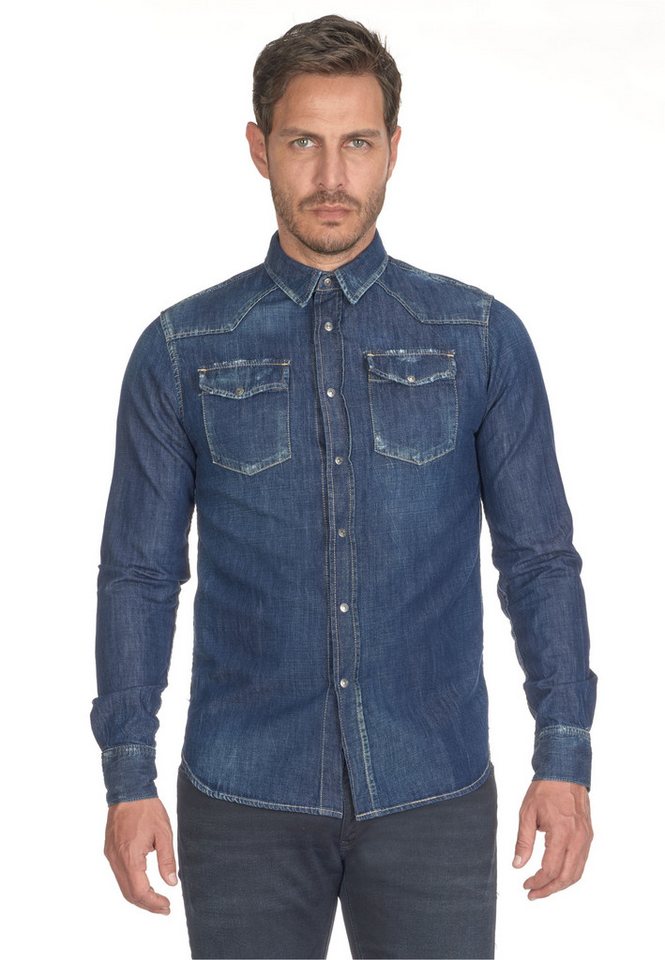 Le Temps Des Cerises Jeanshemd JUANITO mit abgenähter Schulterpartie von Le Temps Des Cerises