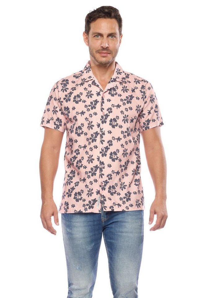 Le Temps Des Cerises Kurzarmhemd CHEMISE HOMME POSTIR (MC) / SHIRT MAN POSTIR (SHORT SLEEVE) Mit floraler Musterung von Le Temps Des Cerises