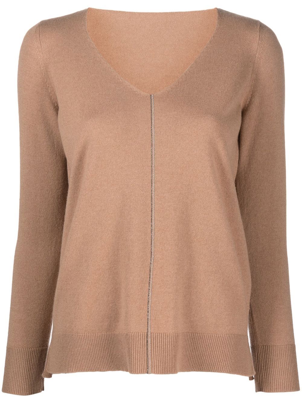 Le Tricot Perugia Pullover mit V-Ausschnitt - Nude von Le Tricot Perugia