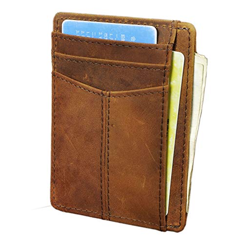 Le’aokuu Herren Echtes Leder Geldbörse Kreditkartenetui Brieftasche RFID Schutz Geldbeutel Portemonnaie 10922 (10922 RFID Hell Braun) von Le'aokuu