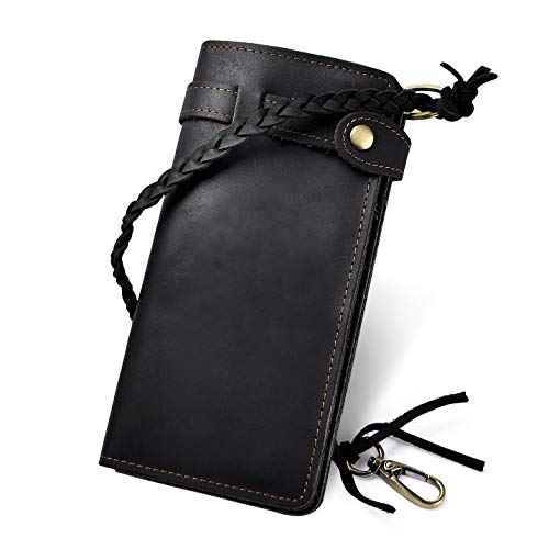 Le’aokuu Herren Echtes Leder Geldbörse Organizer Doppelte Scheckheft Brieftasche Muster Kommerziell Geldbeutel 3377 (3377 Schwarz) von Le'aokuu