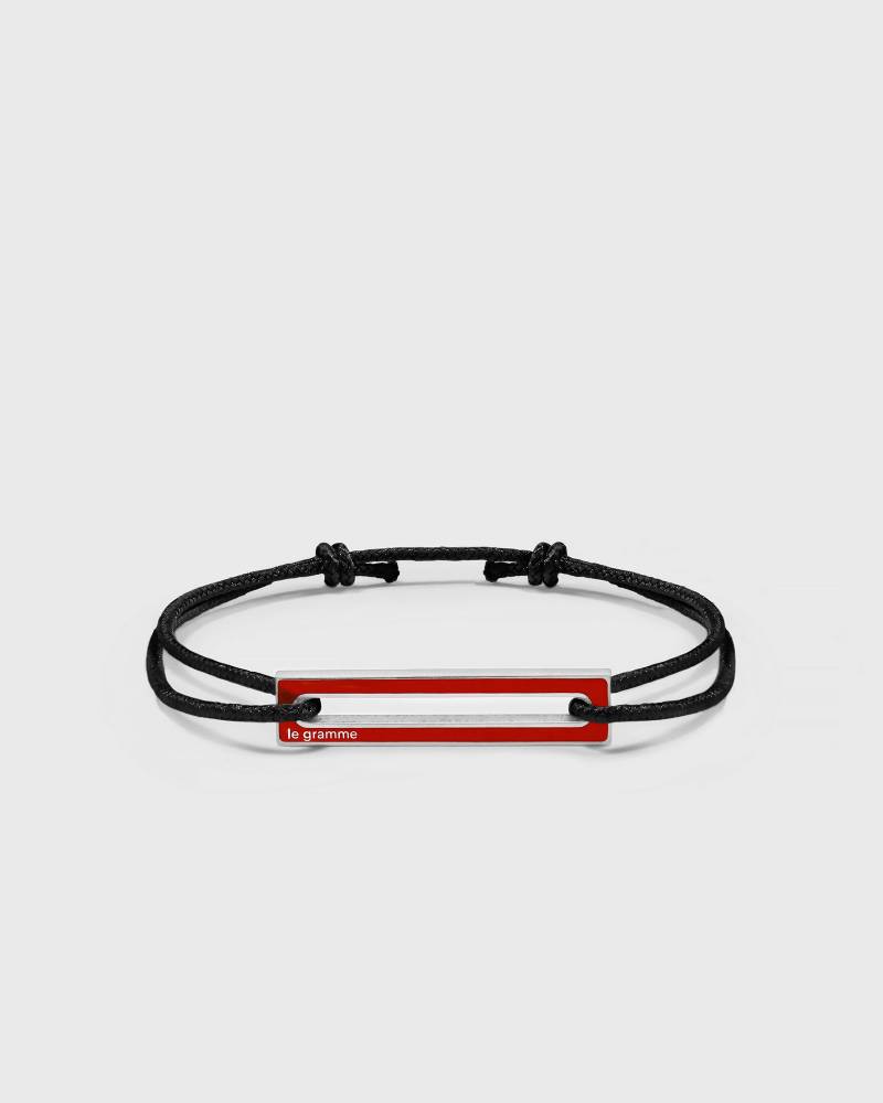 Le gramme 1.7g polished sterling silver red lacquered cord bracelet men Jewellery black|red in Größe:ONE SIZE von Le gramme
