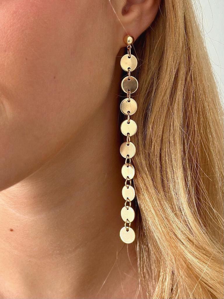 Disc Ohrringe, Lange Quaste Gold Kette Baumeln Lange Boho Ohrringe von LeAddaJewelry