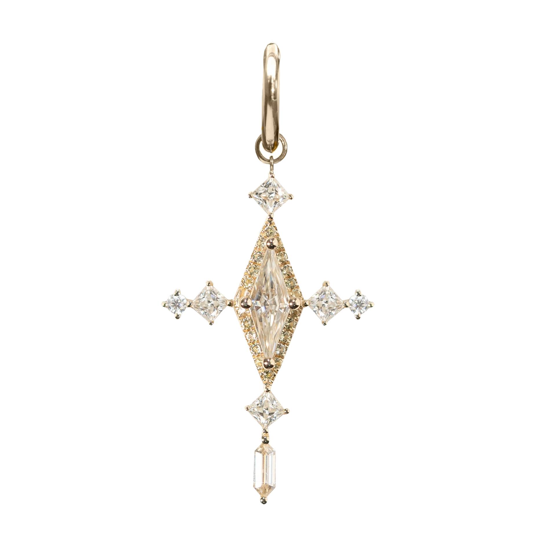 The Yellow Champagne Cross Hoop Earring and Charm von LeBlanc